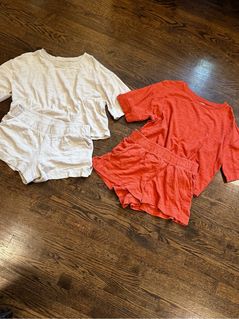 (2) Two-Piece Sets in Orange & Light Beige